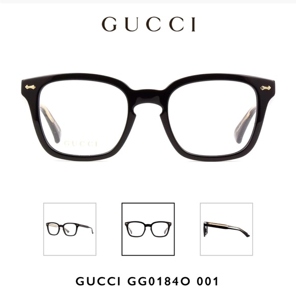 Gucci Rectangular Eyeglasses Glasses Frames GG0184O 001 Black 50mm 0184 - Picture 1 of 11